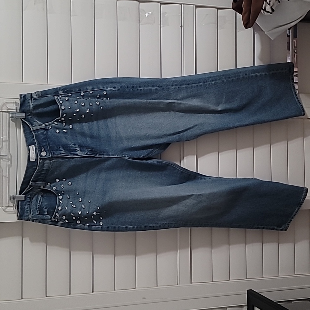 The Loft Straight Leg Jeweled Jeans